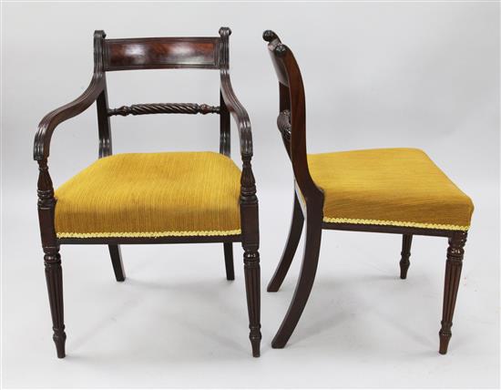 A set of eight Regency mahogany dining chairs,